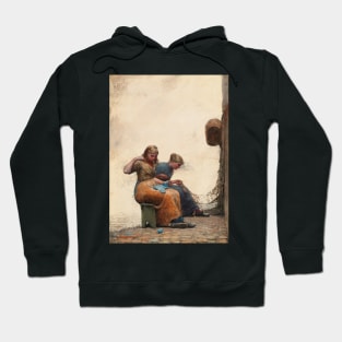 Mending the Nets by Winslow Homer Hoodie